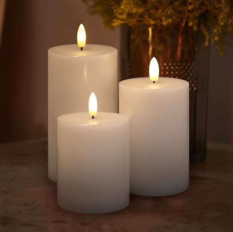 Sirius LED Candele Sille Exclusive Set di 3 7,5 cm bianco - Thumbnail 1