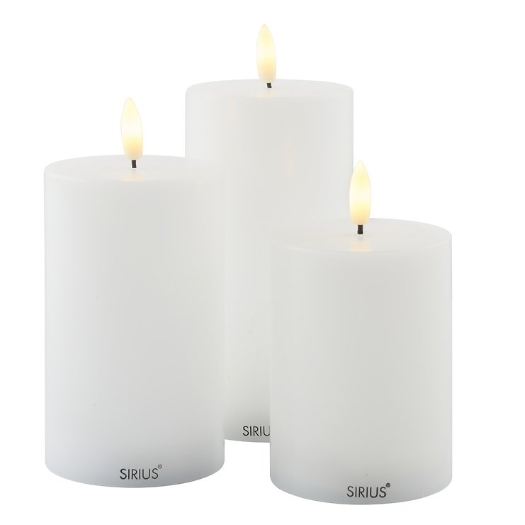 Sirius LED Bougies Sille Set exclusif de 3 7,5 cm blanc - Thumbnail 1
