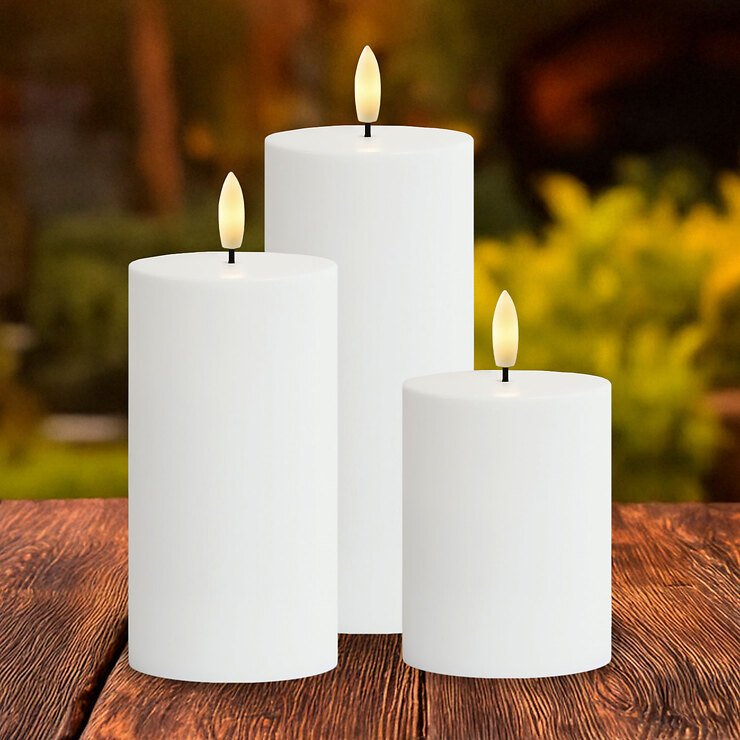 Sirius LED Candles Sille Solar Zestaw 3 świec 7,5 cm biały - Thumbnail 1