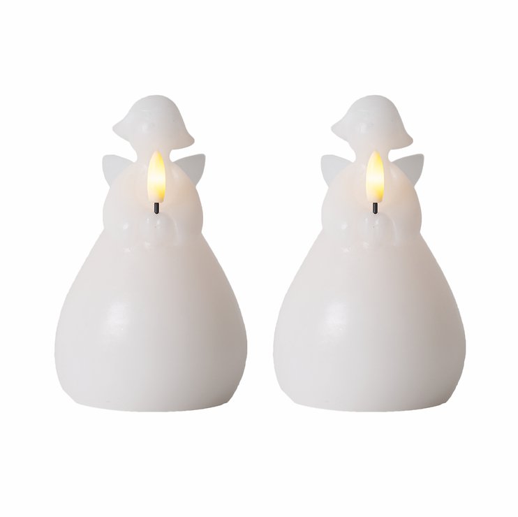 Sirius LED Bougie Ange Lucia Set de 2 pièces 10cm cire blanche - Thumbnail 2