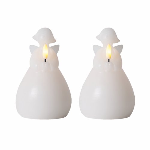 Sirius LED Kerze Engel Lucia 2er Set 10cm Wachs weiß