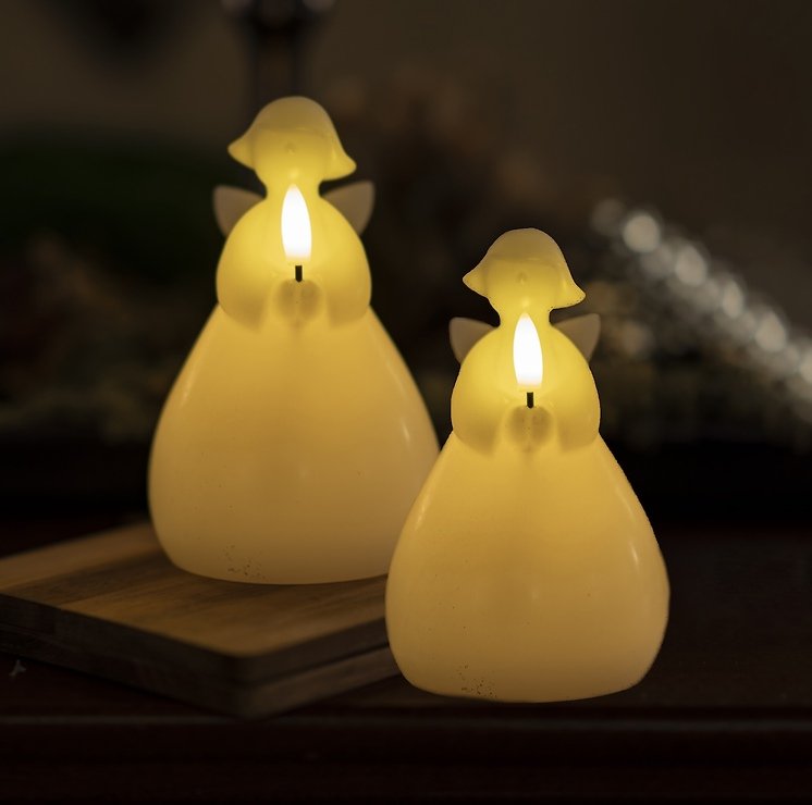 Sirius LED Bougie Ange Lucia Set de 2 pièces 10cm cire blanche - Thumbnail 1