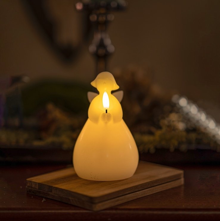 Sirius LED Bougie Ange Lucia 1 LED 15cm cire blanche - Thumbnail 1