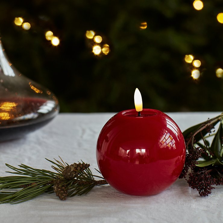 Sirius LED candela a sfera Sille laccata 9 cm rosso - Thumbnail 1