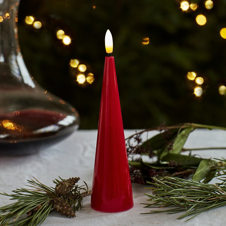 Candela LED Sirius Sille laccata 17 cm rosso - Thumbnail 1