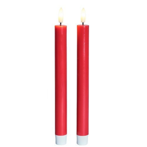 Sirius LED Kerze Sille Crown 2er Set Lack Rot 20 cm warmweiß