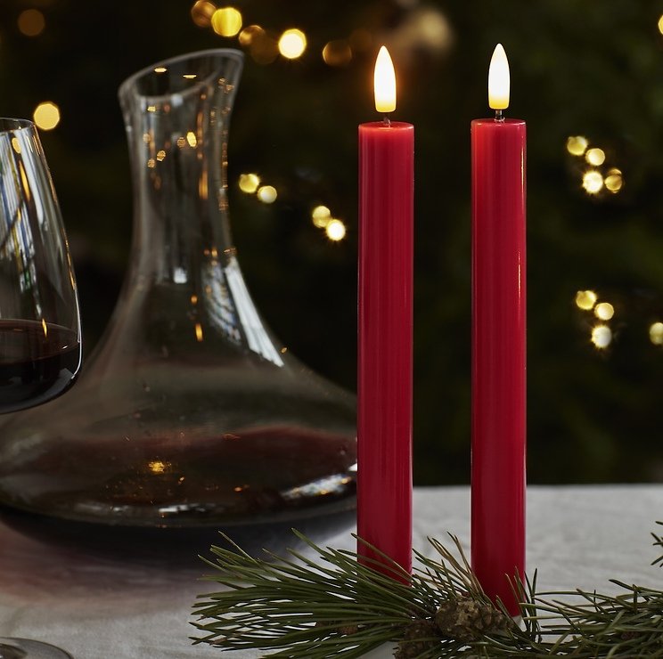 Sirius LED Stick Candle Sille Lacquer Set di 2 20 cm Rosso - Thumbnail 1