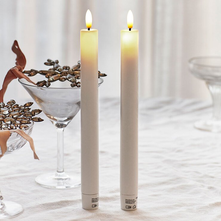 Sirius LED Stick Candle Sille Lacquer Zestaw 2 świec 20 cm kość słoniowa - Thumbnail 1