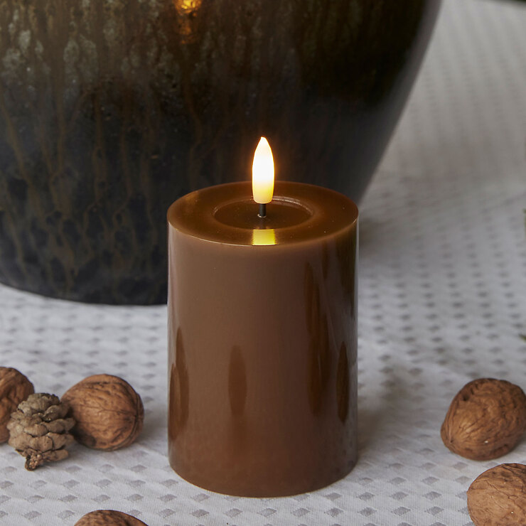 Sirius LED Stumpenkerze Sille Lack 7,5 x 10 cm toffee - Thumbnail 1