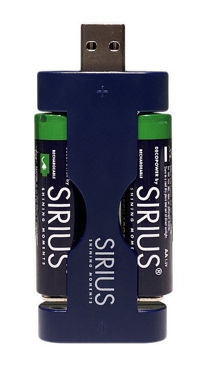 Piles rechargeables Sirius AA DecoPower 4 pièces, chargeur USB inclus - Pic 1