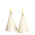 Sirius LED Sapins de Noël Laura Set de 2 pièces en cire véritable 8cm blanc - Thumbnail 2