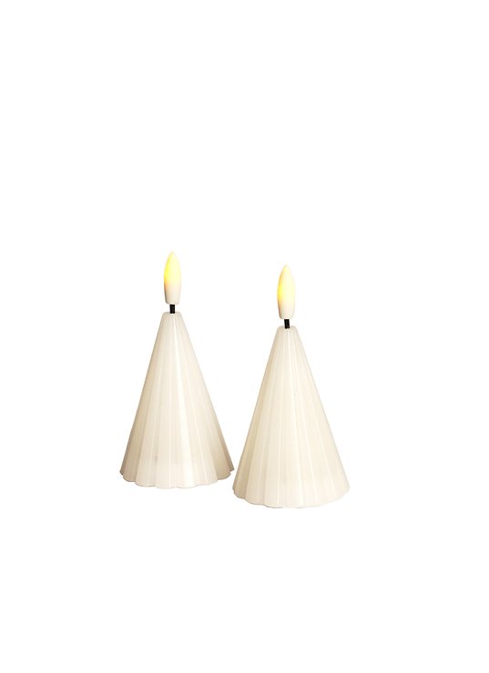 Sirius LED Sapins de Noël Laura Set de 2 pièces en cire véritable 8cm blanc - Pic 1