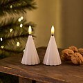 Sirius LED Sapins de Noël Laura Set de 2 pièces en cire véritable 8cm blanc - Thumbnail 1