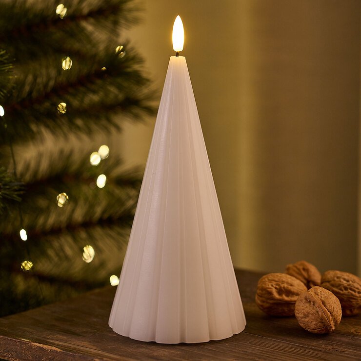 Sirius LED-Kerze Tanne Laura Echtwachs 23 cm weiß - Thumbnail 1