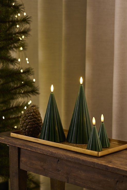 Sirius LED Weihnachtsbäume Laura 2er Set Echtwachs 8 cm grün - Thumbnail 2