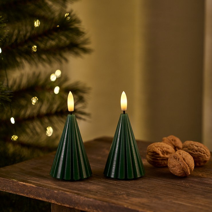 Sirius LED Choinki Laura zestaw 2 z prawdziwego wosku 8cm zielone - Thumbnail 1