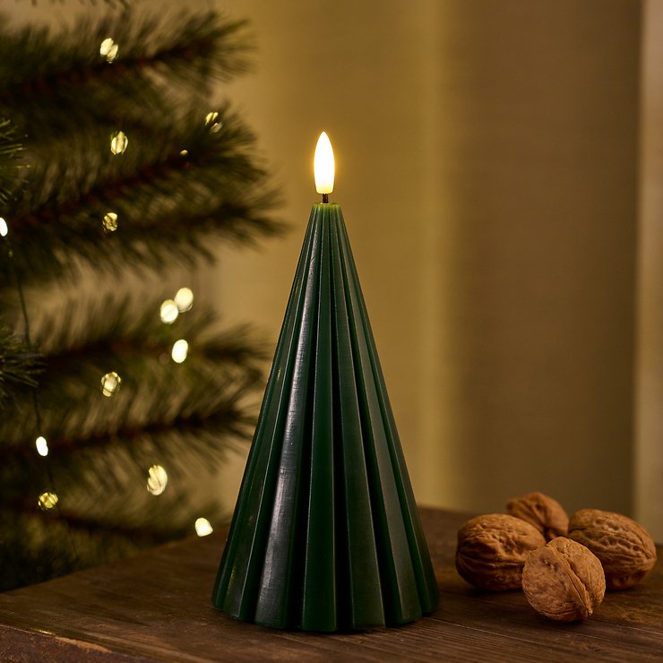 Sirius LED-Kerze Tanne Laura Echtwachs 20 cm grün - Thumbnail 1