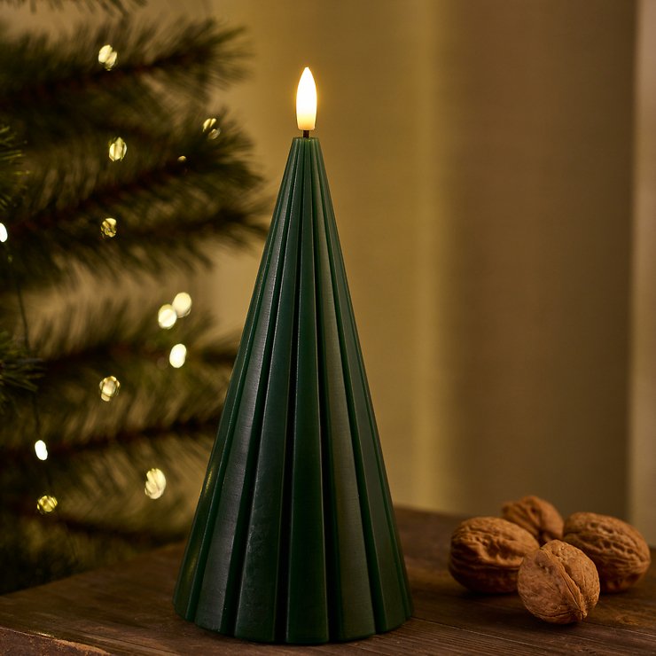 Sirius LED-Kerze Tanne Laura Echtwachs 23 cm grün - Thumbnail 1