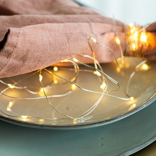 Sirius light chain Knirke 20 LED battery operated indoor 1,9 m silver