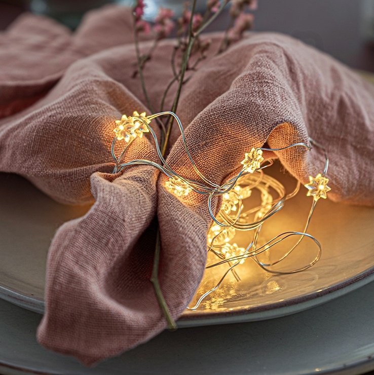 Chaîne lumineuse Sirius fonctionnant sur batterie Silke 40 LED fleurs d'intérieur 3,9m - Thumbnail 1