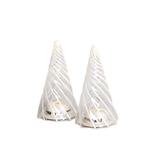 Sirius LED Arbres en verre Vilma Set de 2 piles 11cm blanc clair