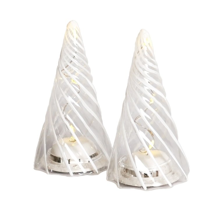 Sirius LED glass trees Vilma set of 2 battery operated 11cm clear white - Pic 1