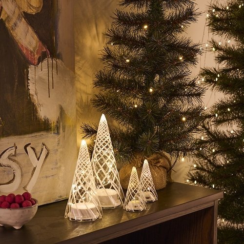 Sirius LED árboles de cristal Vilma juego de 2 pilas 11cm blanco claro