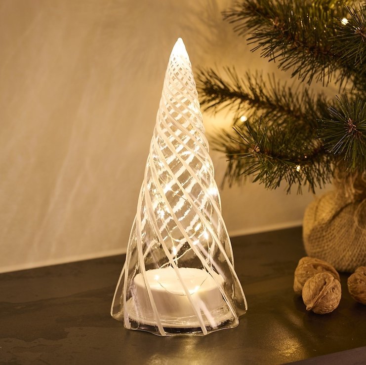 Sirius LED szklana choinka Vilma zasilana bateryjnie 23,5cm przezroczysta biel - Thumbnail 1