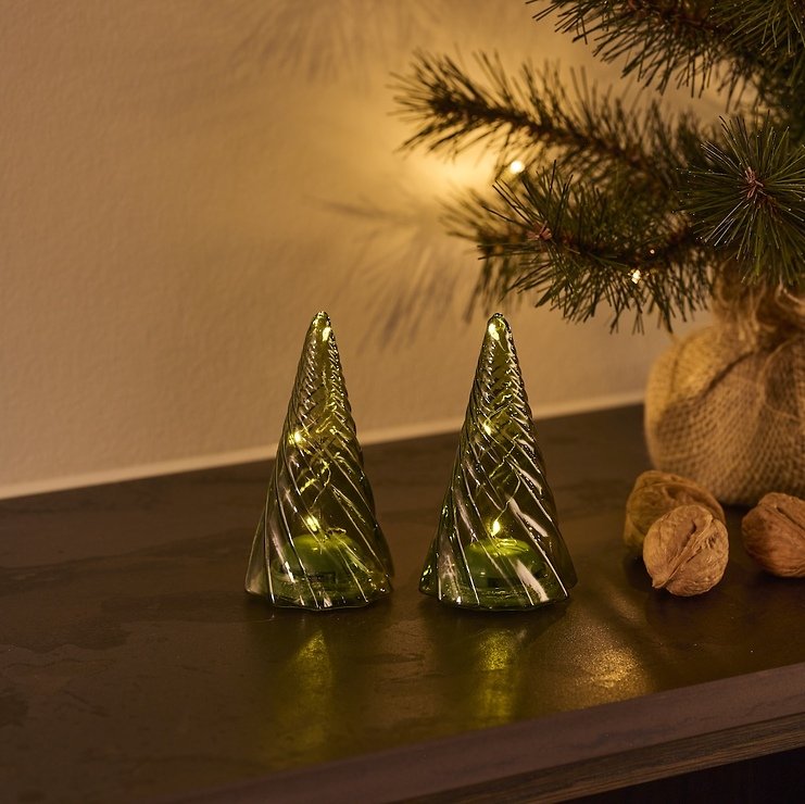 Sirius LED szklane drzewka Vilma zestaw 2 na baterie 11cm zielone - Thumbnail 1