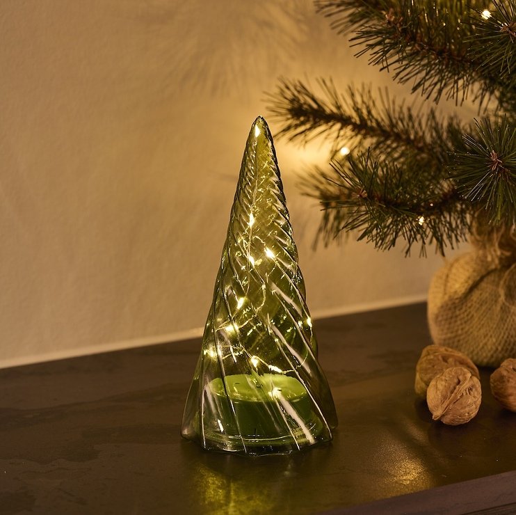 Sirius LED szklana choinka Vilma na baterie 19cm zielona - Thumbnail 1