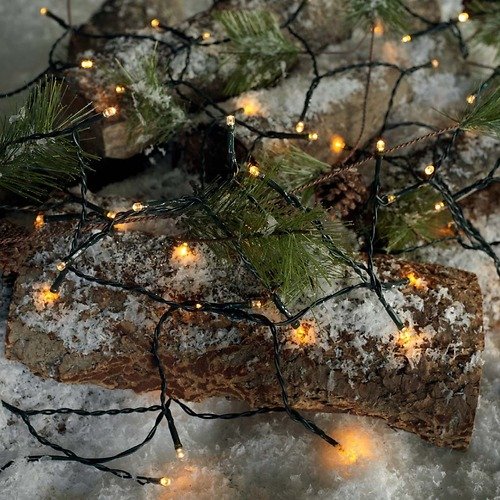 Sirius Lichterkette Time-Line 80 LED warmweiß 8 m Batterie Timer außen schwarz