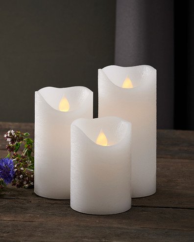 Set de 4 bougies LED en cire véritable - Blanc avec flamme
