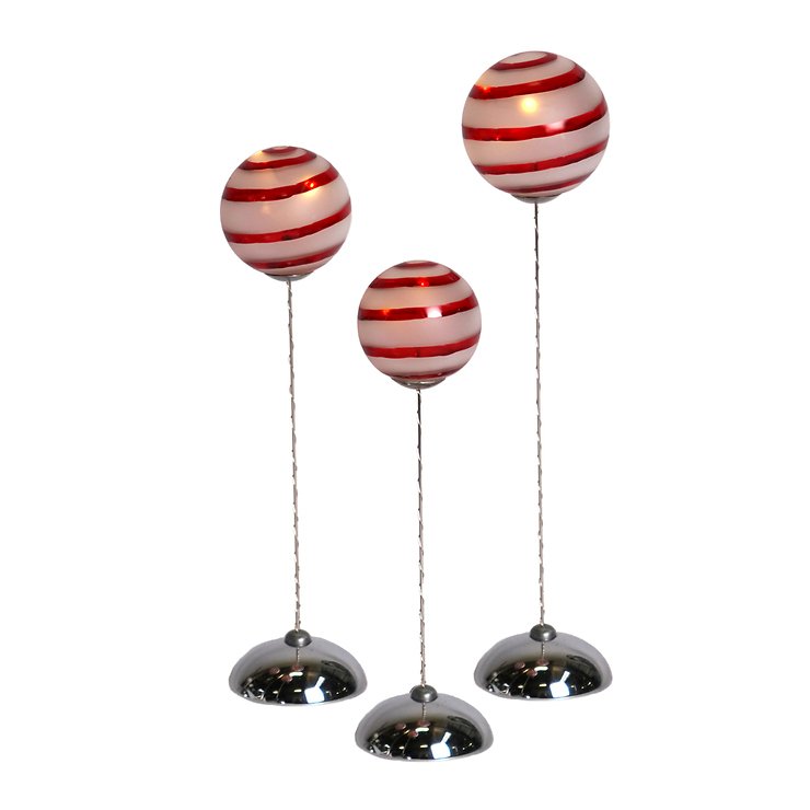 Sirius Leuchtkugel Set Pure Trio Stripe batteriebetrieben 4/5/5 LED rot - Thumbnail 1