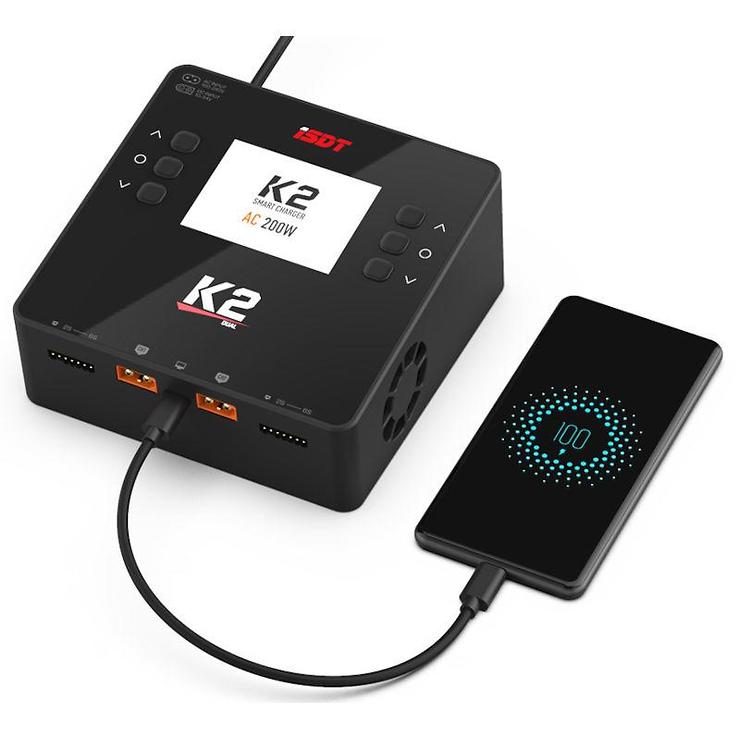 ISDT SMART CHARGER K2 DUO - 200/500W, 20A, 2x6S Lipo, integriertes Netzteil - Thumbnail 1