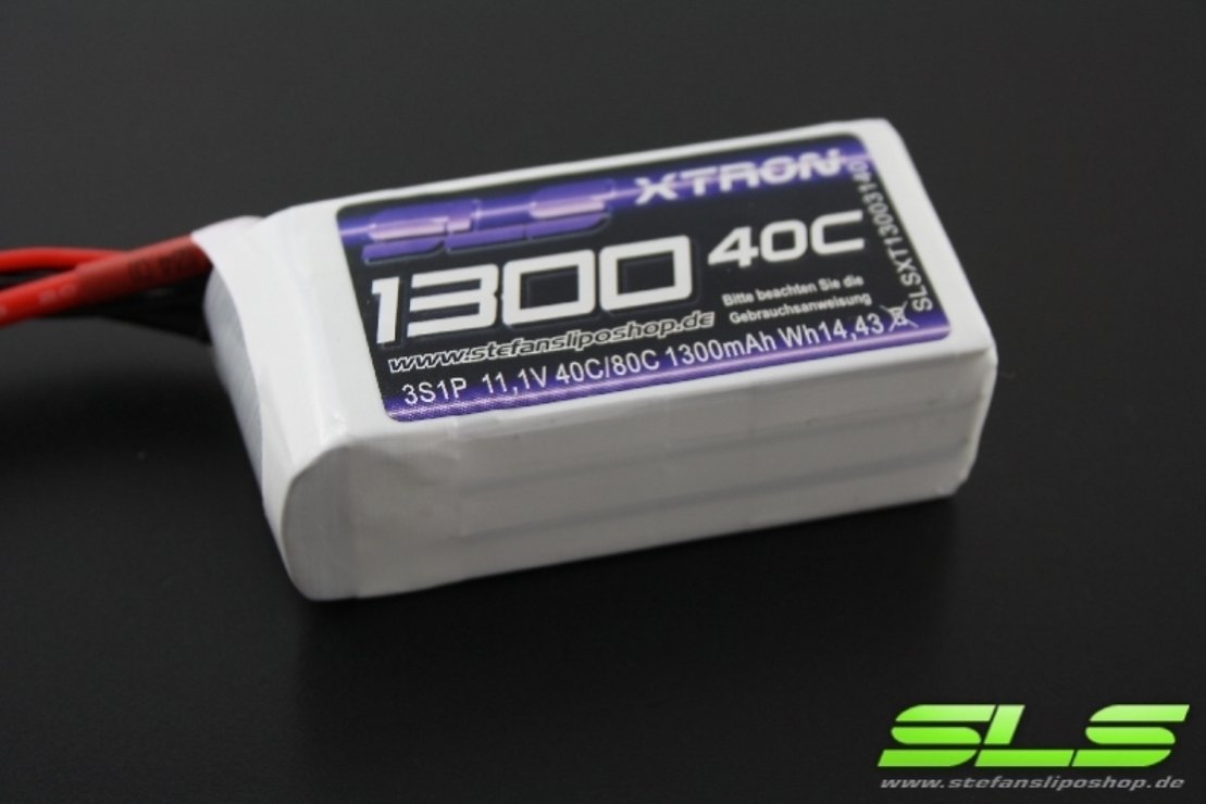 SLS Batterie LiPo Akku XTRON 1300mAh 3S1P 11,1V 40C/80C XT60 - Thumbnail 2