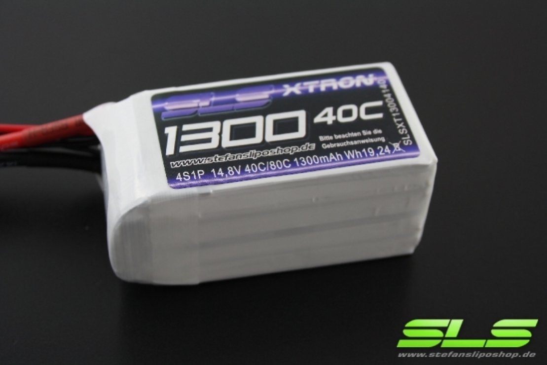 SLS Batterie LiPo Akku XTRON 1300mAh 4S1P 14,8V 40C/80C XT60 - Thumbnail 2