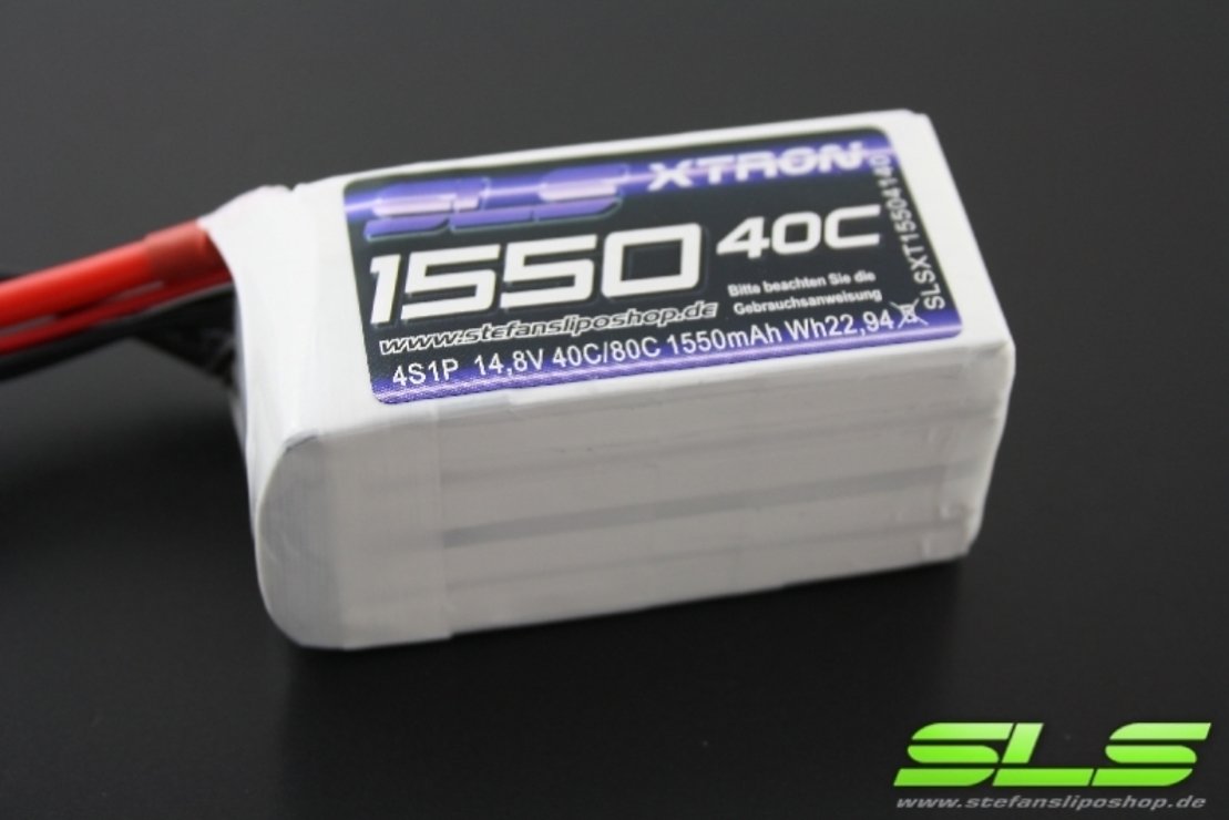 SLS Batterie LiPo Akku XTRON 1550mAh 4S1P 14,8V 40C/80C XT60 - Thumbnail 2