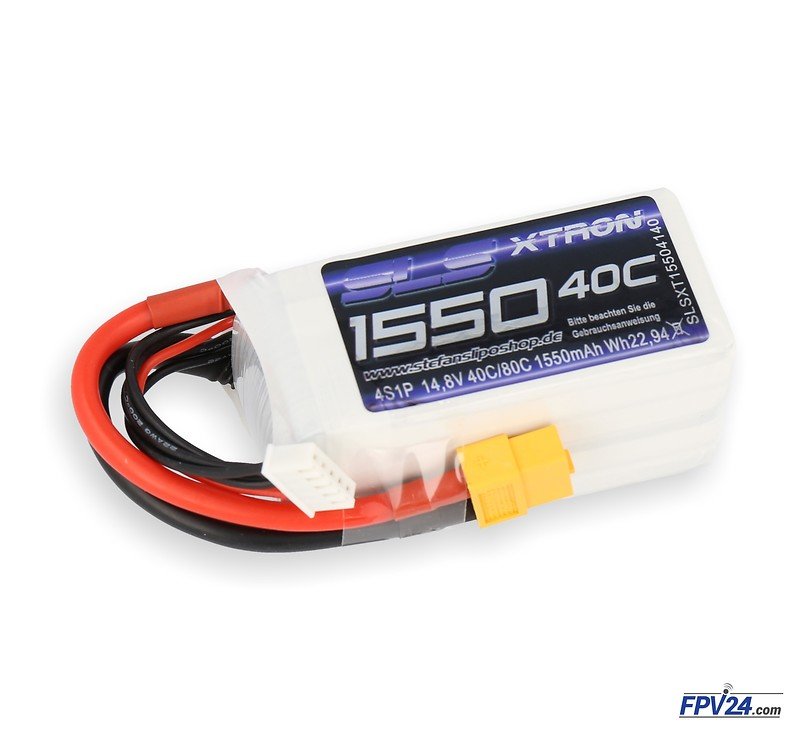 SLS Batterie LiPo Akku XTRON 1550mAh 4S1P 14,8V 40C/80C XT60 - Thumbnail 1