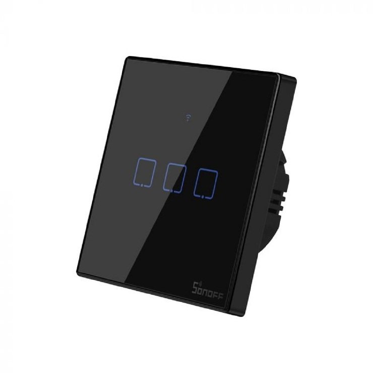 SONOFF T3EU3C WiFi Smart Wandschalter - 3 Taster - schwarz - Thumbnail 1