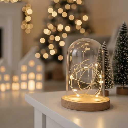 Sompex Kupola Leuchtdekoration 20 LED warmweiß innen 16 cm Glas & Holz