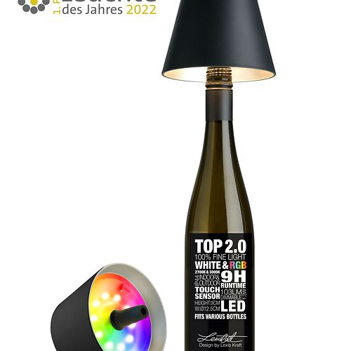 Sompex TOP 2.0  LED RGBW Akku Flaschenleuchte Schwarz
