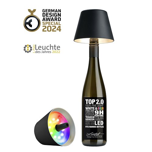 Lampe bouteille Sompex TOP 2.0 LED RGBW rechargeable noire