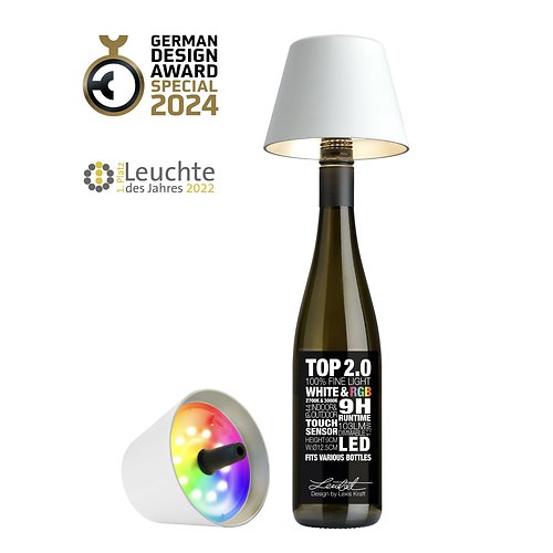 Sompex TOP 2.0 Akku RGBW LED-Flaschenleuchte Weiss