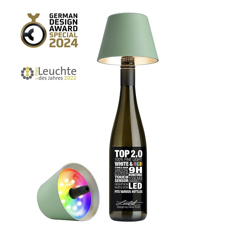 Sompex TOP 2.0 LED RGBW Battery Bottle Light Verde oliva - Thumbnail 1