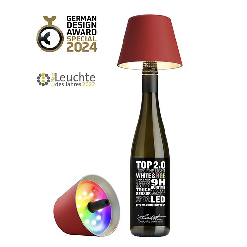 Sompex TOP 2.0 LED RGBW ładowalna lampka do butelek czerwona