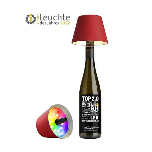 Lampe bouteille Sompex TOP 2.0 LED RGBW rechargeable rouge