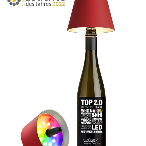 Sompex TOP 2.0  LED RGBW Akku Flaschenleuchte Rot