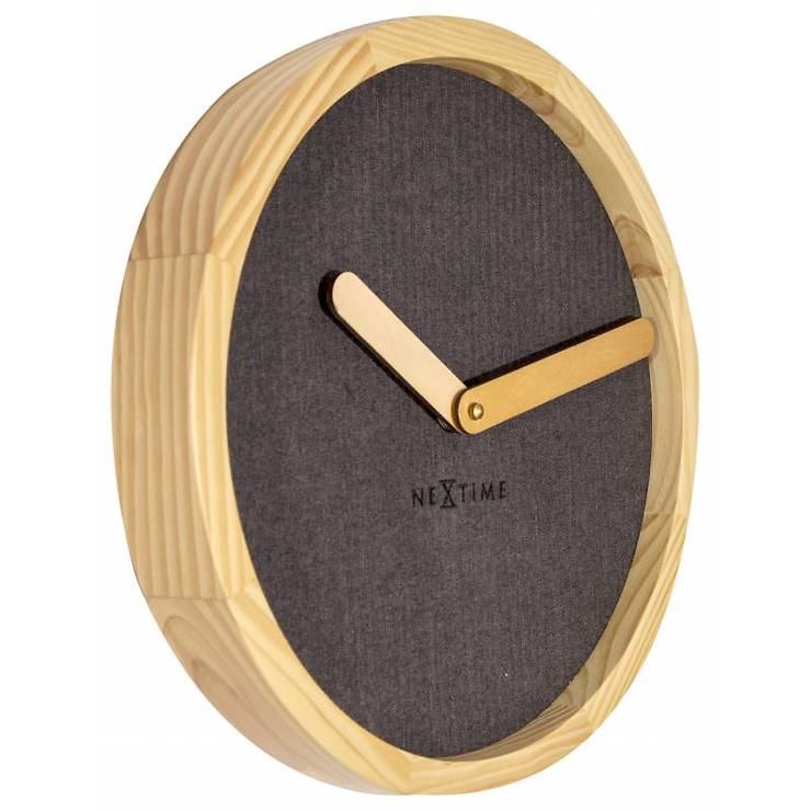 NeXtime Wanduhr Calm 30cm Holz Stoff braun - Thumbnail 2