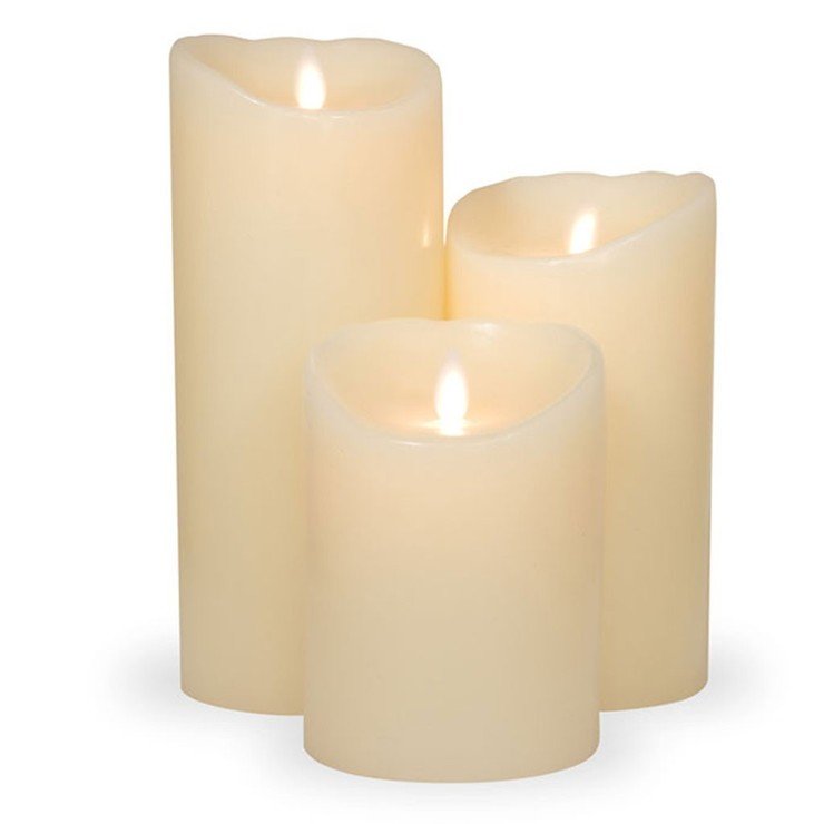 Sompex LED Kerze Flame elfenbein 9,5 x 23cm Timer - Thumbnail 3