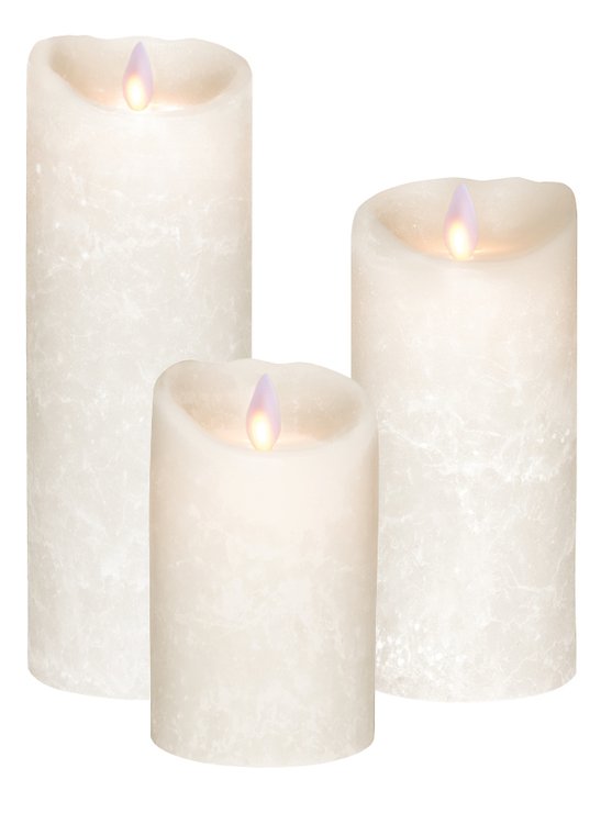 Sompex LED Kerze Flame weiß gefrostet 8 x 18cm Timer - Thumbnail 2